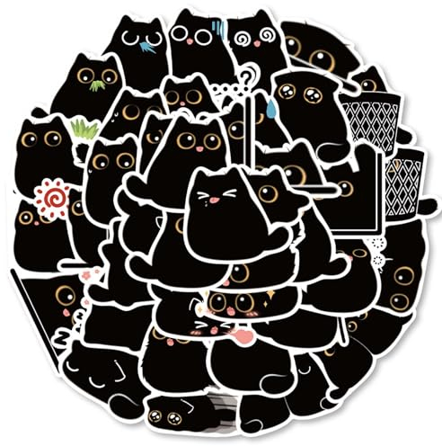 40 Stück Nette Katze Aufkleber für Laptop, Wasserdicht Vinyl Stickers Decals Geschenk für Kinder Teens Mädchen Erwachsene, Kawaii Tier Aufkleber für Wasserflaschen Skateboard Gepäck Graffiti (B)