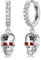 Totenkopf Ohrringe 925 Sterling Silber Totenkopf Huggie Creolen Ohrringe Halloween Gothic Schmuck für Unisex Damen Herren Mädchen Teenager Geschenke