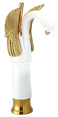 Mitigeur Lave Main Robinet Antique En Laiton D'Hôtel, Robinet D'Art Doré, Lavabo Surélevé, Lavabo En Céramique, Robinet De Salle De Bains Blanc + Or Haut