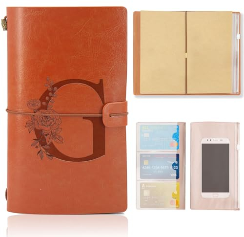 HSDSH Leder Notizbuch, Nachfüllbares Reisejournal, Vintage Tagebuch zum Geburtstag Geschenk für Frauen Männer, Personalisierte Geschenke für Mama Papa Schule Freund Lehrer Schwestern Kollegen（G