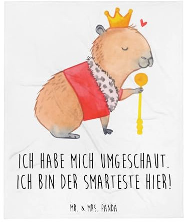 Mr. & Mrs. Panda Kinderdecke Capybara König - Geschenk, lustige Sprüche, Schmusedecke, Sofadecke, Jahrestagsgeschenk, Geburtstagsgeschenk, Wolldecke