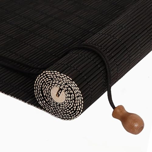 Sh000ad Natürliche Bambus-Rollo Raffrollo,Schwarze Bambusrollo,Fenster Rollo aus Bambus Für Innen,Lichtdurchlässig,Nicht Transparent,Sichtschutz Jalousie Für Fenster/Tür,Breite x Höhe (80cm x 160cm)