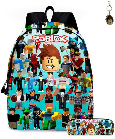 AII Lover Lot de 2 sacs à dos de jeu d'anime avec porte-clés, 40,6 cm imprimé 3D haute capacité, cartable pour garçon et fille., b, 10in