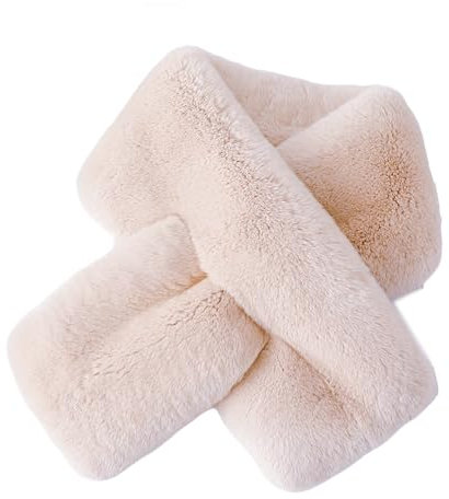 ZEACCT 1 Bufanda Infantil con Cuello Cruzado, Bufanda Cruzada de Pelo Sintético Conejo, Pañuelo de Cuello Cruzado Estilo Cuello, Bufanda de Felpa Súper Suave, para Niñas Y Mujeres - Caqui