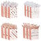 12 Pack 9 Gift Bags Medium Size with Tissue Paper, 4 Design Rose Gold Paper Gift Bags with Handles for Party Wedding Baby Shower Holiday Presents Small Business