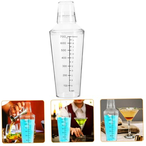 Cabilock Vaso mezclador con escala beber taza para mezclar coctelera de cerveza milk shake Coctelera transparente licuadora coctelera de plástico agitador de mano cóctel bebidas bostón