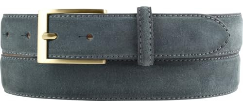 BELTINGER Gürtel aus Veloursleder 3,0 cm | Velour-Ledergürtel für Herren 30mm | Wildleder-Gürtel mit goldener Gürtelschließe | Anthrazit 95cm