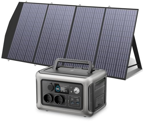 ALLPOWERS R600 générateur solaire avec panneaux solaire pliables de 200W IP66 étanche, 299Wh batterie LiFeP04, Chargement rapide sans fil 15W, Énergie solaire MPPT pour camping, extérieur, jardin