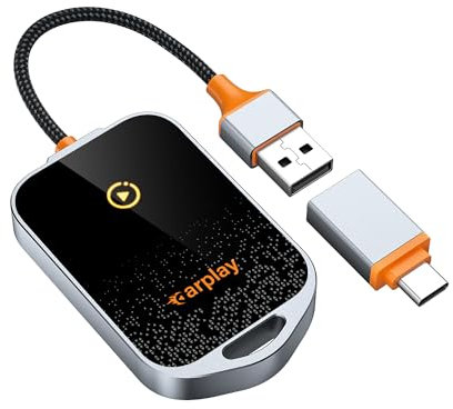 UK 2024 Upgraded Wireless Carplay Adapter with WiFi6, Converts Wired to Wireless, Plug and Play for Cars from 2015, Compatible with iPhone iOS 10+