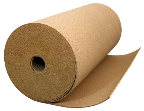 Rollenkork in verschiedenen Maßen - Kork - Rolle - Meterware Größe 1 Stück = 1 Meter Kork - Trittschalldämmung - Dämmunterlage -Trittschallkork - Korkplatte - Parkettverlegung - 5mm