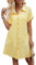 PASUDA Sommerkleid Damen Kleider Casual Hemdkleid V-Ausschnitt Midikleid Kurzarm Kleid Strandkleid Sommer Bikini Cover Up Strandponcho Strandtunika Vertuschen Shirt Kleid mit Taschen (Gelb, XL)