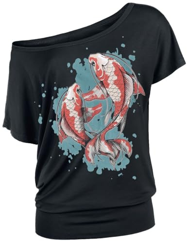 Full Volume by EMP Damen schwarzes T-Shirt mit großem Fisch-Frontprint XL
