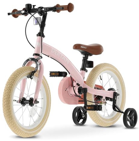 Deryan Luxus Kinderfahrrad 12 Zoll | 3 in 1 Laufrad | Fahrrad mit Verstellbarem Sattel und Lenker | Kinder Fahrrad für Jungen und Mädchen | Rosa