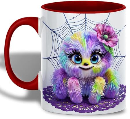 Tazza Da Caffè Colorful Fluffy Spider Fun For Spider Lovers Tazze Di Caffee Con Manico Latte Mug Personalizzato Tazza Colazione, Per The E Caffè, Bambini, Colazione, 330ml
