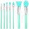 7PCS Silicone Brush Applicator Kit, Silicone Makeup Brushes for Skin Care Eyebrow Eye Shadow, Mint Green