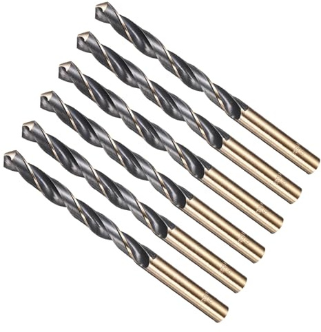 METALLIXITY 6PCS Foret Hélicoïdal, 9mm Mèche à Creuser Acier Rapide 4341, Tige Droite 118° Finition Noir et Or pour Cuivre Aluminium Bois Plastique Métal, Forets à Métaux de Dureté Moyenne