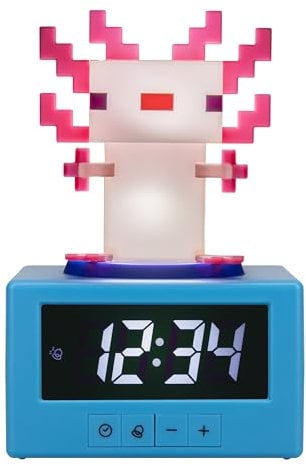 Paladone Minecraft Axolotl Digitaler Wecker mit Nachtlichtfunktion, offiziell Lizenziertes Gaming- und Schlafzimmerdekorationsgeschenk für Kinder und Jugendliche