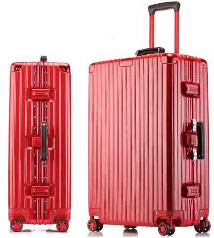 XCCIIDY Koffer, großer PC-Koffer mit Aluminiumrahmen, Hartschale, kein Reißverschluss, Gepäckgepäck, 50,8 cm, mit TSA-Zahlenschloss, Rot/Ausflug, einfarbig (Getaway Solids), 20in, Art Deco