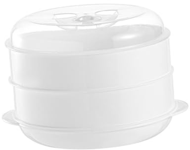Garneck Vaporera de Microondas Multifuncional de Doble para Cocinar al Vapor Pan Arroz y Pescado Cesta Práctica y Resistente para Uso Doméstico