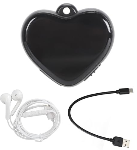POENVFPO Enregistreur Vocal Numérique à Pendentif en Forme de Cœur, Mini Enregistreur de Lecteur Mp3 à Réduction de Bruit HD pour Salle de Classe, Conférence (64GB)