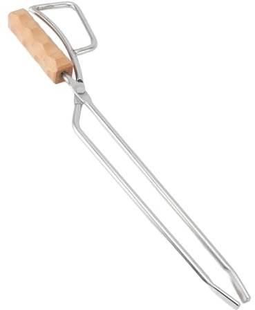 Respicefinem Kaminzange aus Edelstahl mit Holzgriff, lange Brennholzzange für Feuerstelle, Lagerfeuer, Grillen und Holzkohlenutzung, Kochen im Freien, unverzichtbares Werkzeug