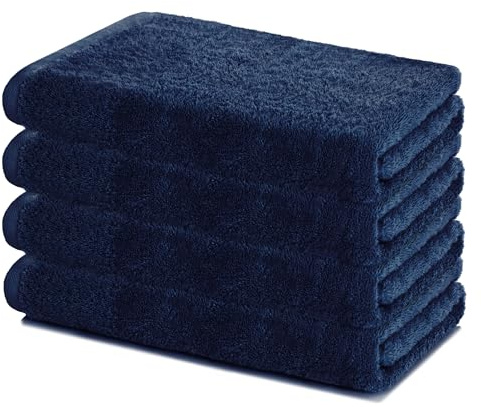 Lavea® Sydney 4er Duschtucher Set - 60x120 cm - Navy | 100% Baumwolle – Weiche Frottee Duschtücher, saugstarkes Handtuch Set für Bad, Gäste-WC & Sport, OEKO-TEX® Standard 100
