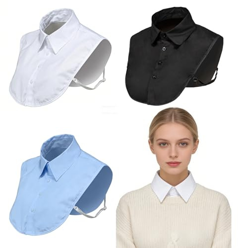 Veebmys Ensemble De 3 Cols Multifonctionnels Réutilisables pour Femmes, avec Cols de Chemise Amovibles, Cols Montants et Roulés, pour Pulls, Manteaux et Costumes