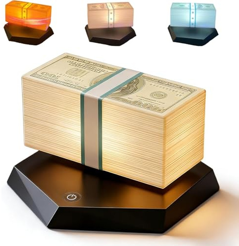 Lampada di denaro galleggiante,3D magnetica levitazione dollaro lampada con 3 colori LED luce, 360° rotante, Gadget scrivania per arredamento ufficio sala giochi, per gli amanti della tecnologia