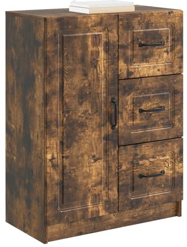 vidaXL Sideboard Geräucherte Eiche 66 x 34,5 x 87 cm Holzwerkstoff, Stylisches Sideboard, Moderne Aufbewahrung, rechteckiges Design, viel Stauraum, hochwertiges Holz, funktionales Wohnzimmermöbel