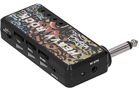 OEBUAFI Amplificatore per Cuffie per Chitarra, Amplificatore per Cuffie per Basso Elettrico con Ricarica USB con Regolazione della Distorsione per Esercitarsi in Viaggio