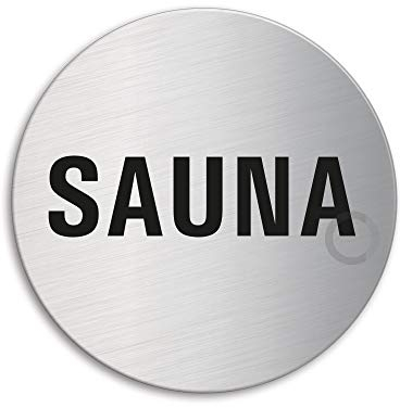 Schild Sauna Türschild aus Edelstahl Ø 75 mm selbstklebend Nr.8523