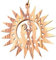 Junker Kirchenbedarf Christbaumschmuck Olivenholz - Weihnachtsbaumschmuck, Anhänger Sonne und Krippe, 8cm