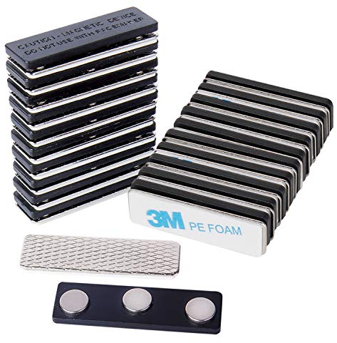 Magreen 100 Stück Namensschilder-Magnete, magnetische Namensschild-Halter, Namensschild-Rückseiten mit 3 leistungsstarken Neodym-Magneten und 3M-Klebe-Frontplatte.