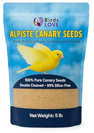 Birds Love Alpiste Canary Seed – 100% Pure, Non-GMO, Double Cleaned Food for Canaries, Finches, Budgies & Parakeets – No Additives, Bird Feed, 5 lbs