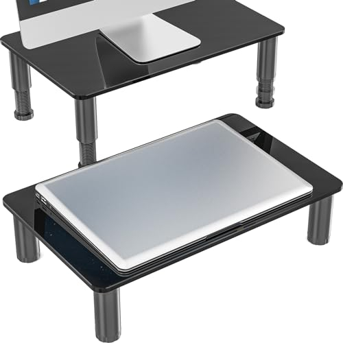 Hemudu 2 Soporte Monitor Escritorio, Elevador Monitor con Altura Ajustable, Soporte Mesa Monitor para Pantalla Plana LCD LED TV, Portátil/Ordenador/Xbox One, 38X24X8.6cm, Elevador TV Max Peso 40kg