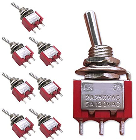 mxuteuk 8 Stück MTS-102 3 Klemme 2 Position SPDT Mini Miniatur-Kippschalter Auto Armaturenbrett Armaturenbrett EIN/EIN 5A 120V 2A 250V
