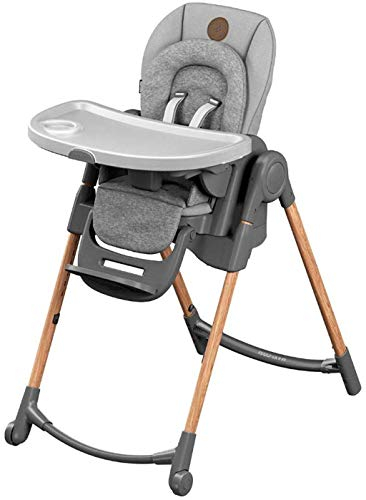 Maxi-Cosi Minla Evolutive Highchair, 0–14 Years, up to 60 kg, Baby High Chair, 9 Height Positions, 5 Recline Positions, 4 Tray Positions, Compact Fold, Adjustable Footrest, Essential Grey