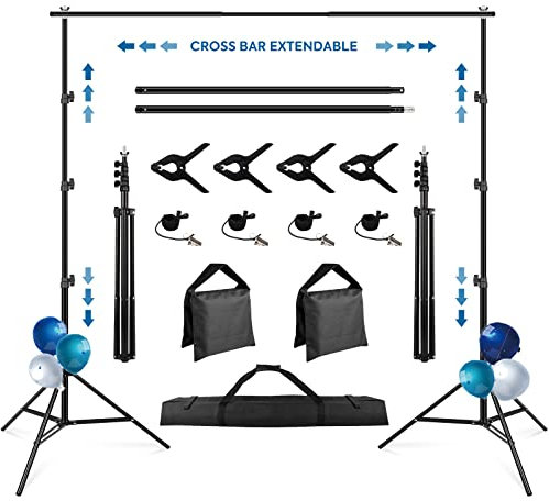 SEDGEWIN Backdrop Stand 6.5×10ft, Adjustable Photography Backdrop Stand Kit Heavy Duty Background Support System with Carry Bag, Spring Clamps, Clip Holders for Party Wedding