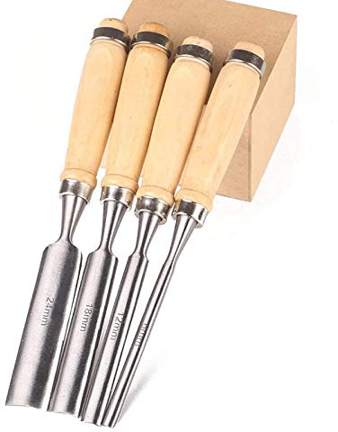 Wood Carving Gouge Set, 4-Piece Woodworking Hand Chisels Compact Wood Carving Knife Semicircular Shovel for Woodworking Hobby Tools and Professional