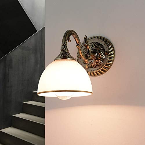 Wandleuchte Jugendstil antik Metall & Glas stilvoll klassisch E27 Wohnzimmer Schlafzimmer Flur Innen Wandlampe