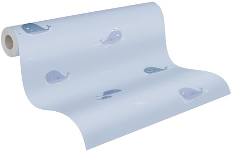 A.S. Création Animal Wallpaper Little Love Non-Woven Wallpaper 10.05 m x 0.53 m Blue Grey White Made in Germany 381441 38144-1