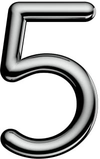 Ultion Sweet Chrome Door Numbers '5' - 3inch height - Self Adhering, No Drilling or Screwing Required …