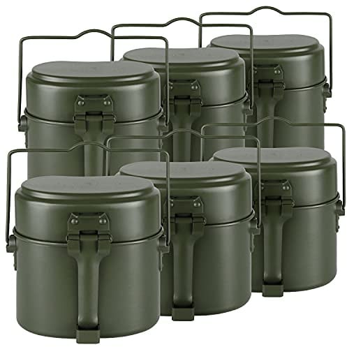Black Snake® Camping-Kochgeschirr Set | Outdoor-Kochset für Picknicks, Festivals und Wanderungen | Bundeswehr-Campinggeschirr Aluminium - Oliv - 6 Stück