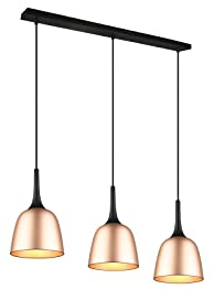 Trio Beleuchtung LED Balkenpendelleuchte mit DREI Lampenschirmen Aluminium Messing matt