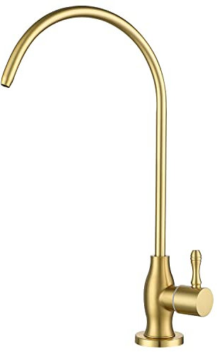Drinking Water Tap, MIFULY Commercial Water Filtration Tap for Under Sink Water Filter System Kitchen Bar Sink Drinking Water Tap, RO Tap Brushed Gold