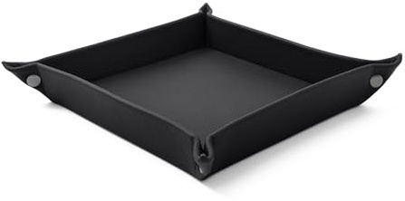 Eglooh - Iris - Taschenleerer aus echtem Leder Schwarz - Schreibtisch-Organizer mit modernem Design - Ablagefach für Schlüssel, Münzen, Schmuck - cm 18 x 18 - Made in Italy