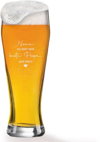 GRAVURMACHER® Weizenbierglas mit Gravur - Bayern 0,5l - Für den besten Papa der Welt - Geschenk zum Vatertag - Geburtstagsgeschenk als Mann (Vatertag Motiv 08)