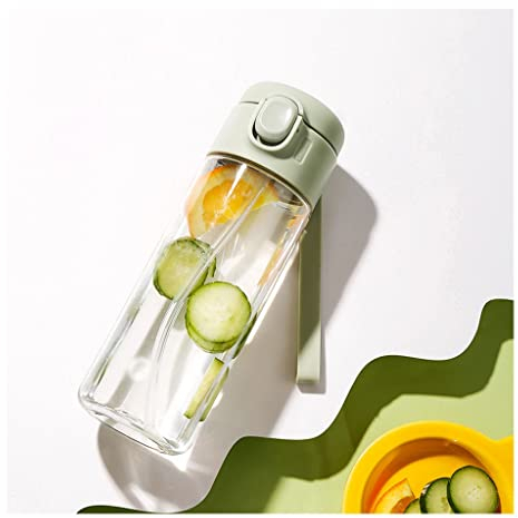 Gourde Sport Gourdes d'eau Gourde Bouteille d'eau extérieure de 480 ml avec bouteilles de sport de paille avec couvercle de randonnée en plastique en plastique Bouteille de boisson transparente Boutei