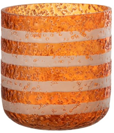 J-Line Windlicht Streifen Glas Orange/Weiß Large, 32711