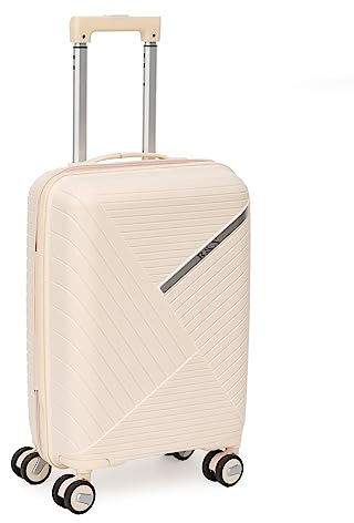 Asge Hartschalen-Koffer & Trolleys Handgepäck Koffer 4 Rollen Reisekoffer TSA Zahlenschloss Teleskopgriff, 24” Großer Rollkoffer (Milchig weiß, L)